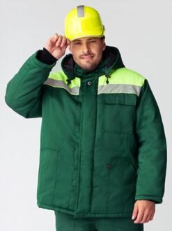 Куртка зимняя Экспертный-Люкс NEW (Смесовая, 210), зеленый/лимонный. МинПромТорг