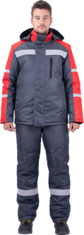 Костюм РОУД зимний , куртка/ п/к, ( тк. Оксфорд 240, пл. 130 г/м²), т.серый-красный